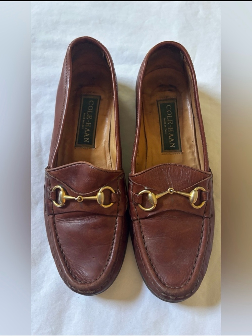 Cole Haan Made in Italy Horsebit Loafers Brown Leather Women’s 6.5 AA Vintage